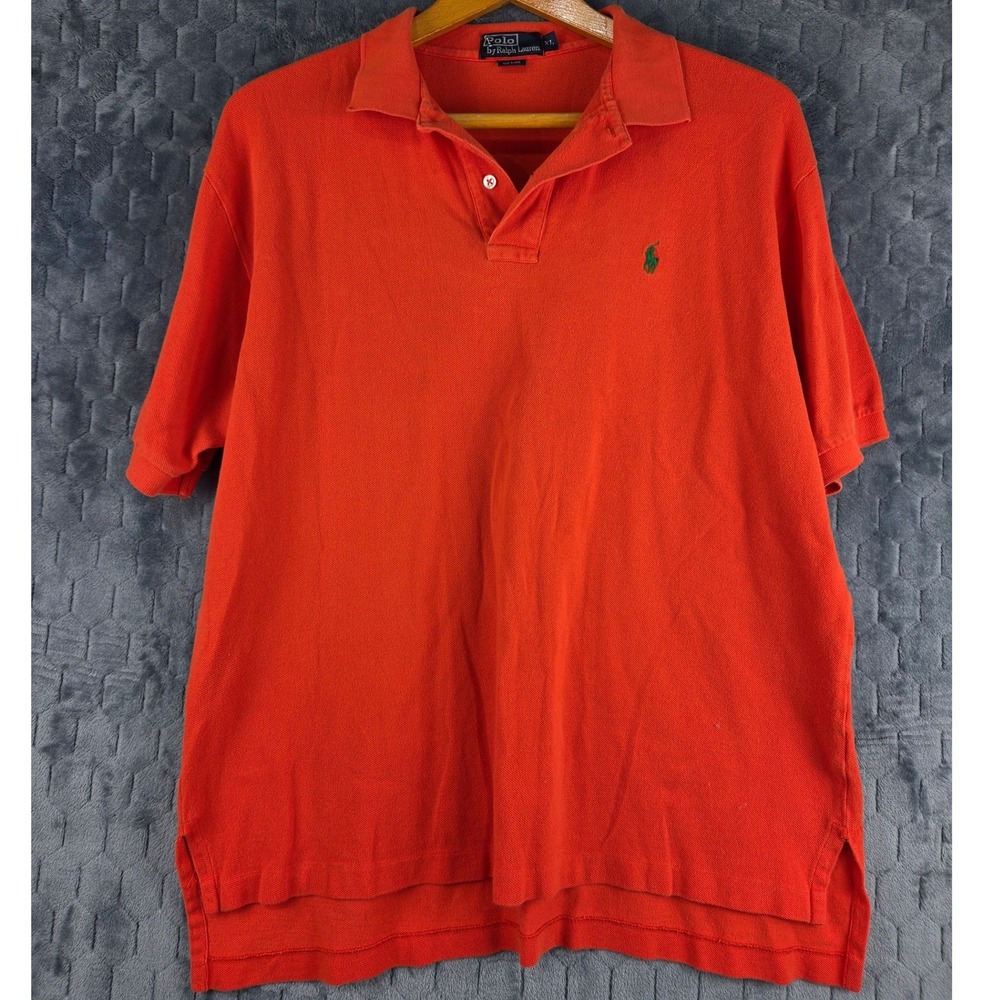 Polo Ralph Lauren Mens XL Orange Pique Cotton Short Sleeve Pony Logo‎ Polo Shirt